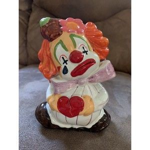 Vintage Enesco Sad Clown Broken Heart Hobo Circus Piggy Bank
